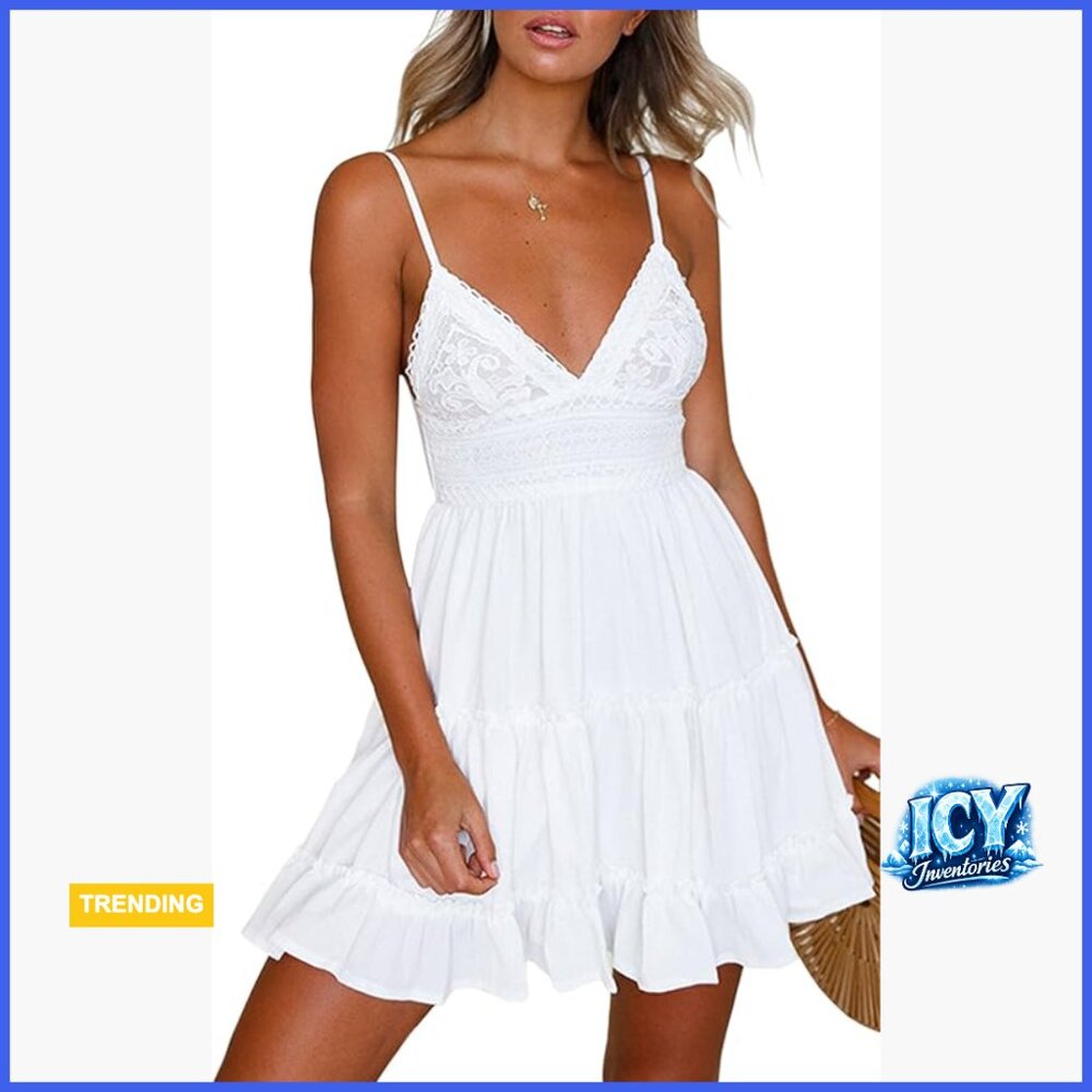 Polyester Spandex V-Neck Backless Mini Dress With… - image 1